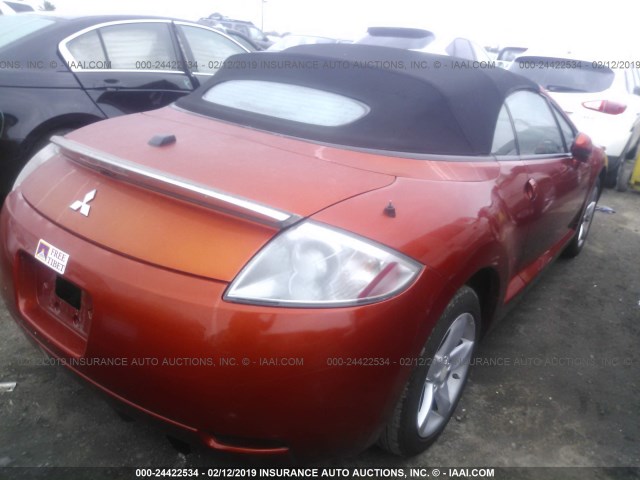 4A3AL25F18E011038 - 2008 MITSUBISHI ECLIPSE SPYDER GS ORANGE photo 4