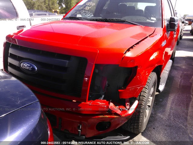 1FTFX1EF5BFC47944 - 2011 FORD F150 SUPER CAB RED photo 6