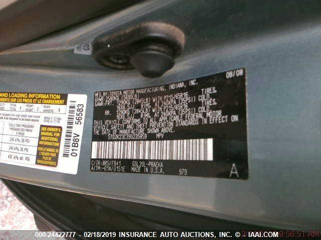 5TDZK23C39S235859 - 2009 TOYOTA SIENNA CE/LE Unknown photo 8