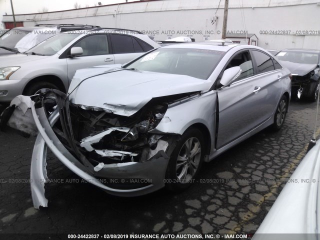 5NPEC4AC3EH877282 - 2014 HYUNDAI SONATA SE/LIMITED SILVER photo 2