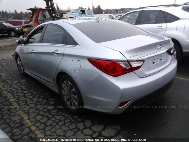 5NPEC4AC3EH877282 - 2014 HYUNDAI SONATA SE/LIMITED SILVER photo 3