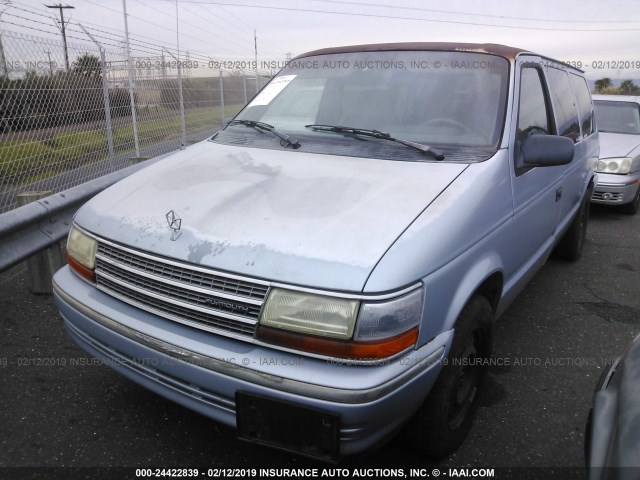 1P4GH44R0MX543803 - 1991 PLYMOUTH GRAND VOYAGER SE BLUE photo 2