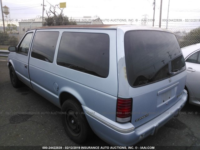 1P4GH44R0MX543803 - 1991 PLYMOUTH GRAND VOYAGER SE BLUE photo 3