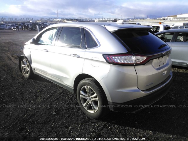 2FMPK3J92FBB27973 - 2015 FORD EDGE SEL SILVER photo 3