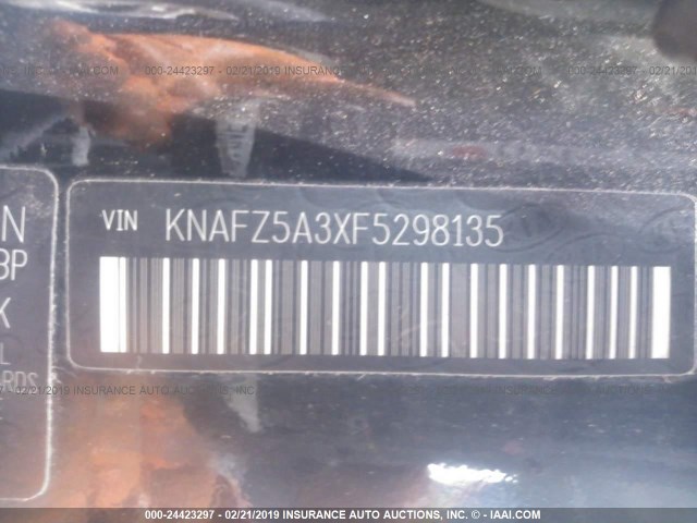 KNAFZ5A3XF5298135 - 2015 KIA FORTE SX BLACK photo 9