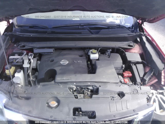 5N1AR2MN4EC680322 - 2014 NISSAN PATHFINDER S/SV/SL/PLATINUM BURGUNDY photo 10