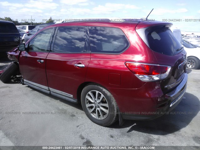 5N1AR2MN4EC680322 - 2014 NISSAN PATHFINDER S/SV/SL/PLATINUM BURGUNDY photo 3