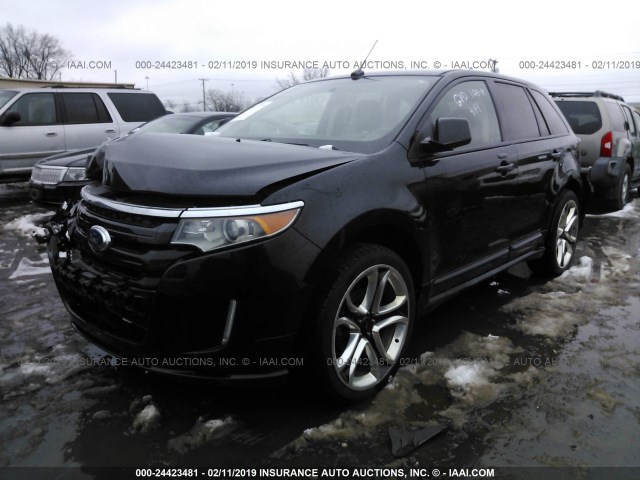 2FMDK4AK3BBA84184 - 2011 FORD EDGE SPORT BLACK photo 2