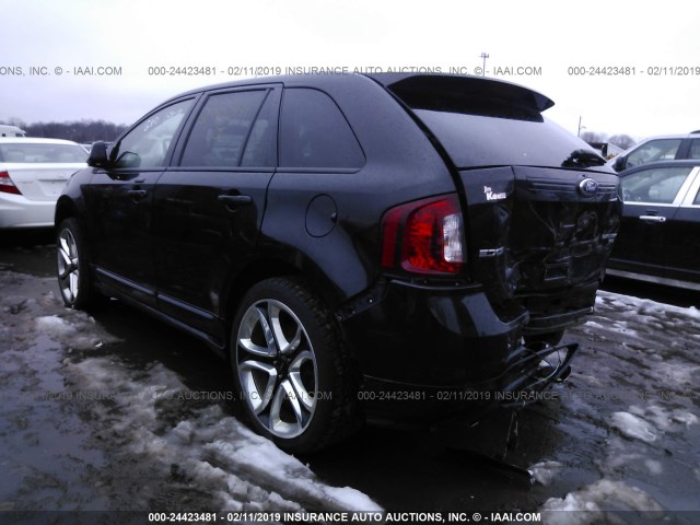 2FMDK4AK3BBA84184 - 2011 FORD EDGE SPORT BLACK photo 3