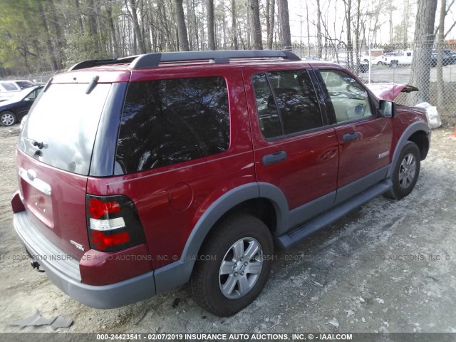 1FMEU73E86UB38344 - 2006 FORD EXPLORER XLT RED photo 4