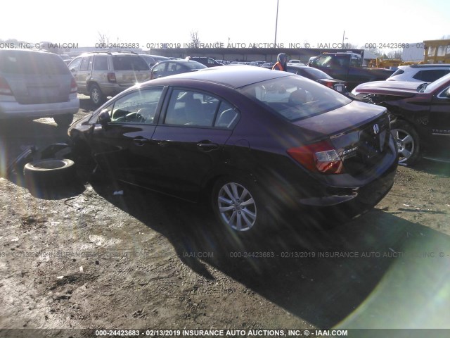 19XFB2F93CE040817 - 2012 HONDA CIVIC EXL MAROON photo 3