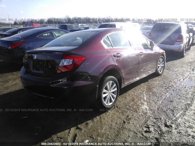 19XFB2F93CE040817 - 2012 HONDA CIVIC EXL MAROON photo 4