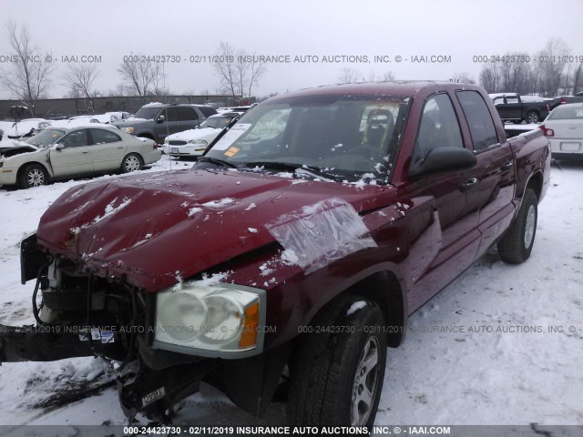 1D7HE48K06S510997 - 2006 DODGE DAKOTA QUAD SLT MAROON photo 2