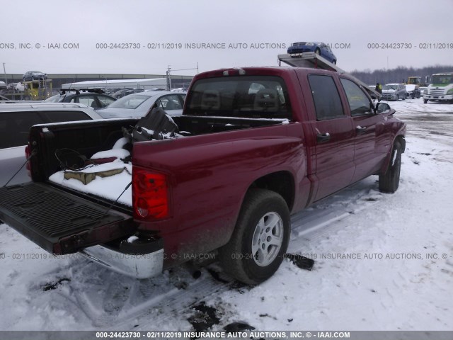 1D7HE48K06S510997 - 2006 DODGE DAKOTA QUAD SLT MAROON photo 4