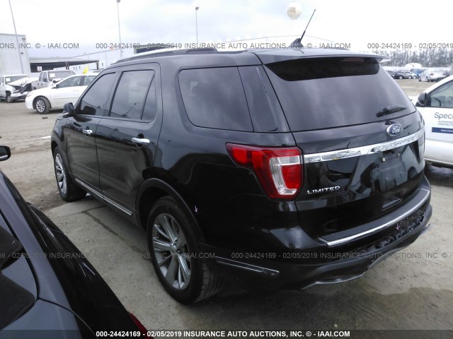 1FM5K7F84JGA71003 - 2018 FORD EXPLORER LIMITED BLACK photo 3