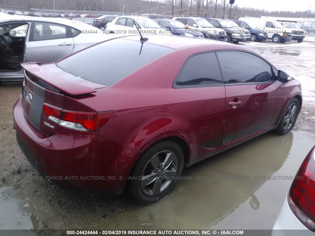 KNAFU6A20A5115295 - 2010 KIA FORTE EX RED photo 4