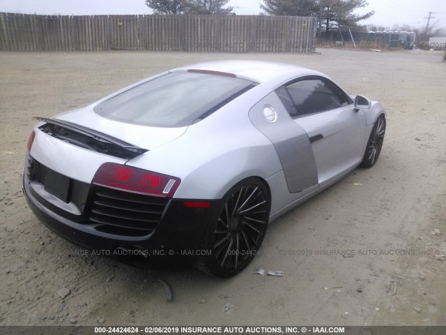 WUAAU34289N001468 - 2009 AUDI R8 4.2 QUATTRO SILVER photo 4