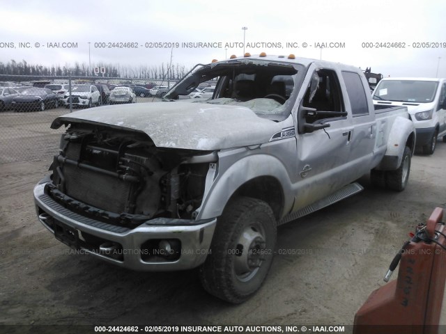 1FT8W3DT6FEC22996 - 2015 FORD F350 SUPER DUTY SILVER photo 2