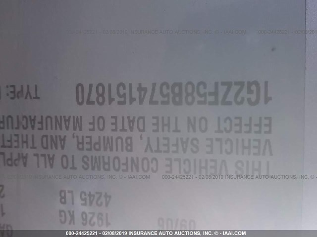 1G2ZF58B574151870 - 2007 PONTIAC G6 VALUE LEADER/BASE SILVER photo 9