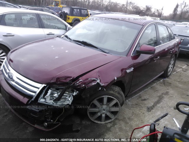 1FAHP24W28G180891 - 2008 FORD TAURUS SEL MAROON photo 2