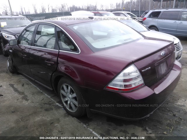 1FAHP24W28G180891 - 2008 FORD TAURUS SEL MAROON photo 3