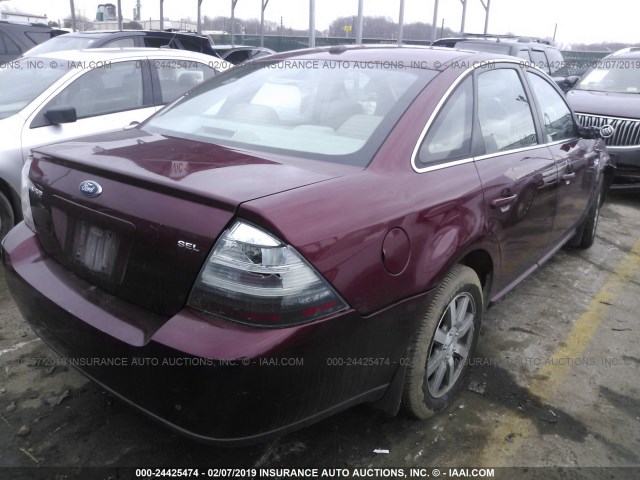 1FAHP24W28G180891 - 2008 FORD TAURUS SEL MAROON photo 4