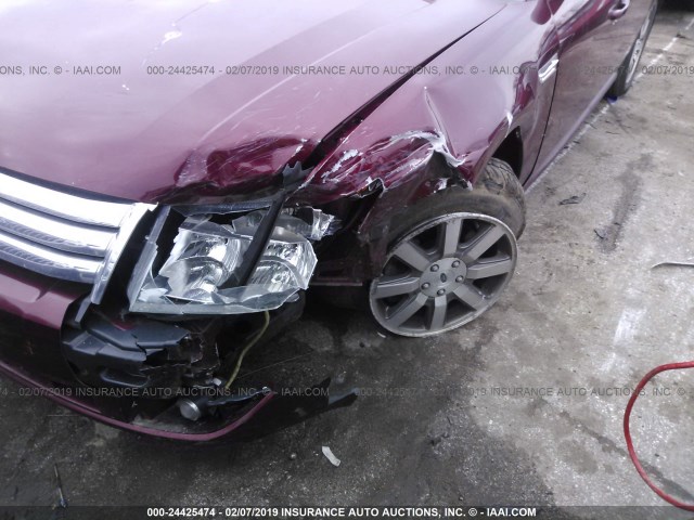 1FAHP24W28G180891 - 2008 FORD TAURUS SEL MAROON photo 6