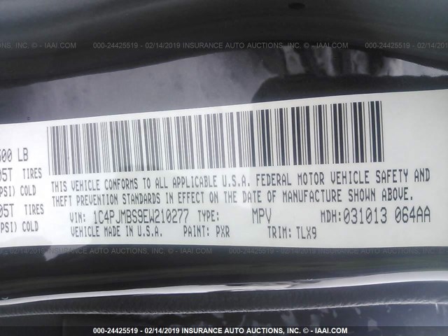 1C4PJMBS9EW210277 - 2014 JEEP CHEROKEE TRAILHAWK 黑色 照片 9