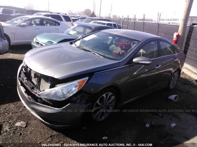 5NPEC4AC2EH861137 - 2014 HYUNDAI SONATA SE/LIMITED GRAY photo 2