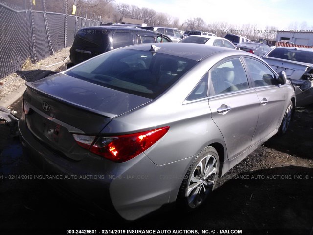 5NPEC4AC2EH861137 - 2014 HYUNDAI SONATA SE/LIMITED GRAY photo 4