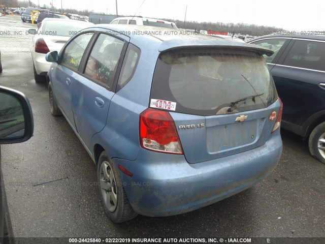 KL1TD62615B304186 - 2005 CHEVROLET AVEO LS BLUE photo 3