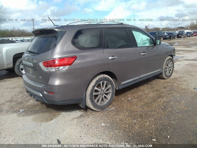 5N1AR2MN7EC620549 - 2014 NISSAN PATHFINDER S/SV/SL/PLATINUM BROWN photo 4