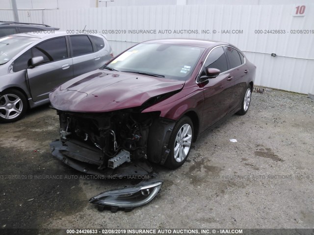 1C3CCCAB8FN688898 - 2015 CHRYSLER 200 LIMITED RED photo 2