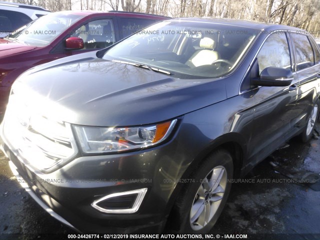 2FMTK3J92FBB13876 - 2015 FORD EDGE SEL GRAY photo 2