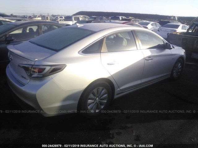 KMHE24L12GA040270 - 2016 HYUNDAI SONATA HYBRID/SE SILVER photo 4