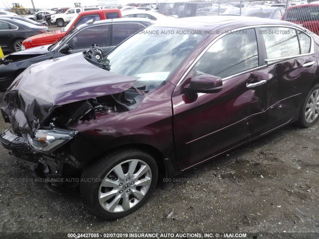 1HGCR2F89FA230006 - 2015 HONDA ACCORD EXL MAROON photo 2