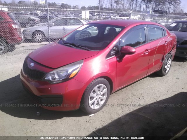 KNADM4A38D6280868 - 2013 KIA RIO LX RED photo 2