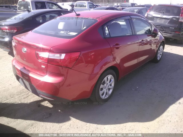 KNADM4A38D6280868 - 2013 KIA RIO LX RED photo 4