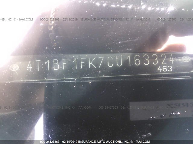 4T1BF1FK7CU163324 - 2012 TOYOTA CAMRY SE/LE/XLE 黑色 照片 9