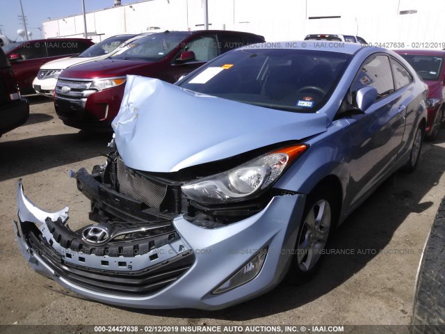 KMHDH6AE4DU003551 - 2013 HYUNDAI ELANTRA COUPE GS/SE BLUE photo 2