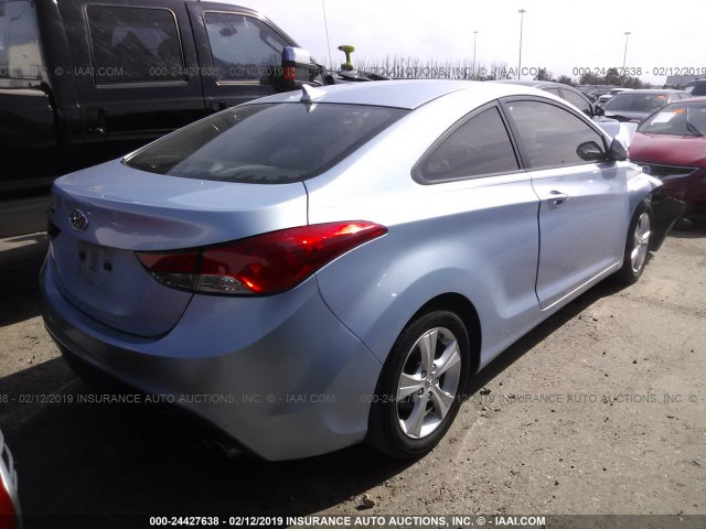 KMHDH6AE4DU003551 - 2013 HYUNDAI ELANTRA COUPE GS/SE BLUE photo 4