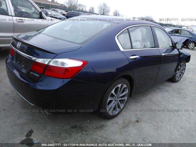 1HGCR2F5XEA179412 - 2014 HONDA ACCORD SPORT BLUE photo 4