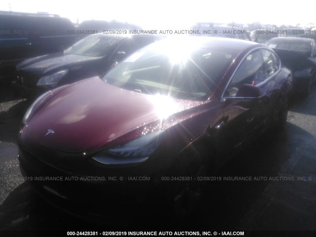 5YJ3E1EB3JF091380 - 2018 TESLA MODEL 3 RED photo 2