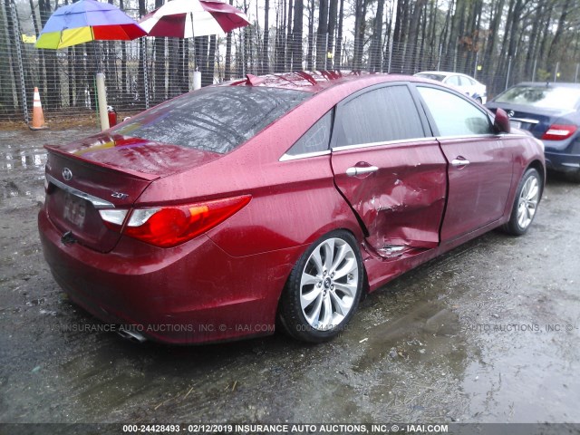 5NPEC4AB1CH439963 - 2012 HYUNDAI SONATA SE/LIMITED RED photo 4