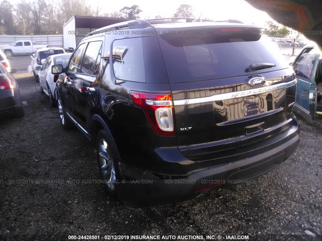 1FM5K7D89EGA52861 - 2014 FORD EXPLORER XLT BLACK photo 3