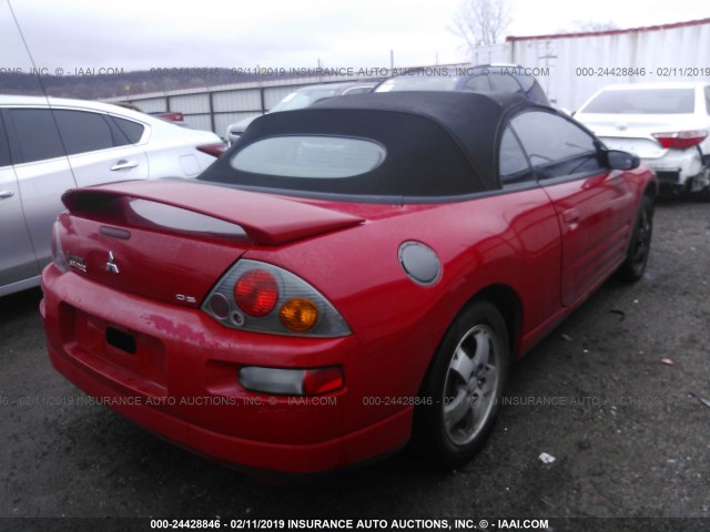 4A3AE45G73E023878 - 2003 MITSUBISHI ECLIPSE SPYDER GS RED photo 4