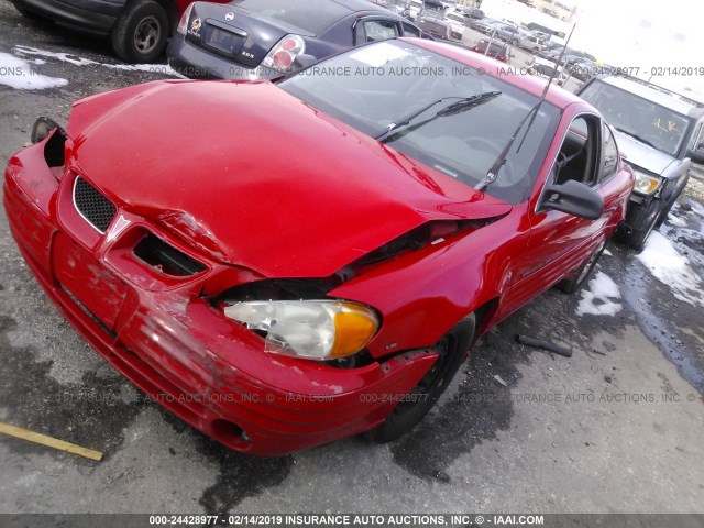 1G2NE12E3XM797177 - 1999 PONTIAC GRAND AM SE RED photo 2