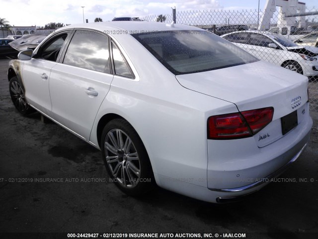 WAUR2AFD5DN010479 - 2013 AUDI A8 L QUATTRO WHITE photo 3