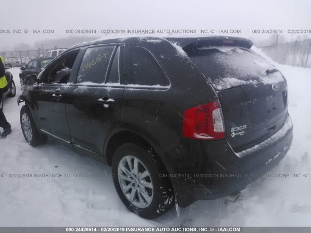 2FMDK4JC6DBE16663 - 2013 FORD EDGE SEL BLACK photo 3