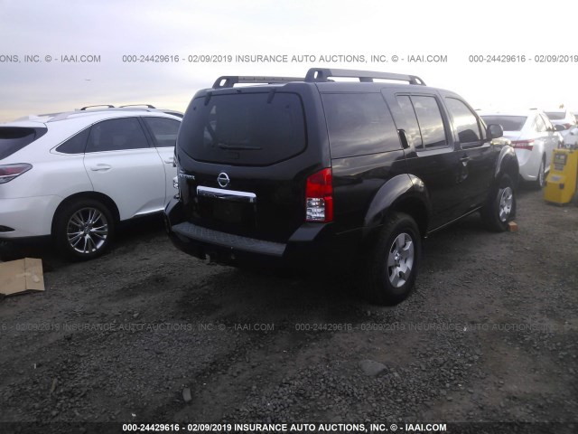 5N1AR1NNXBC634109 - 2011 NISSAN PATHFINDER S/LE/SE BLACK photo 4